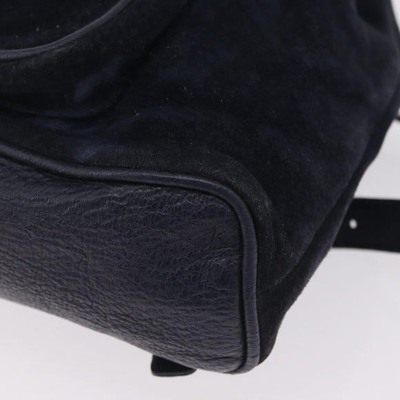 GUCCI Bamboo Backpack Suede Navy Gold 003 1998 0030 Auth 206490