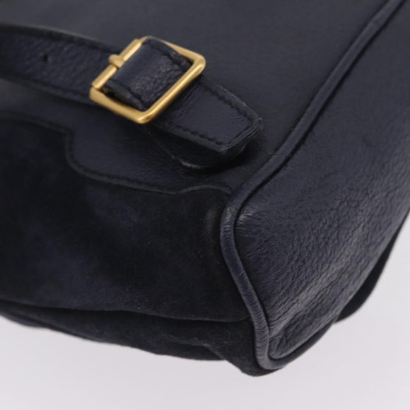 GUCCI Bamboo Backpack Suede Navy Gold 003 1998 0030 Auth 206490