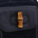 GUCCI Bamboo Backpack Suede Navy Gold 003 1998 0030 Auth 206490-16
