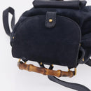 GUCCI Bamboo Backpack Suede Navy Gold 003 1998 0030 Auth 206490-6