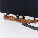 GUCCI Bamboo Backpack Suede Navy Gold 003 1998 0030 Auth 206490-7