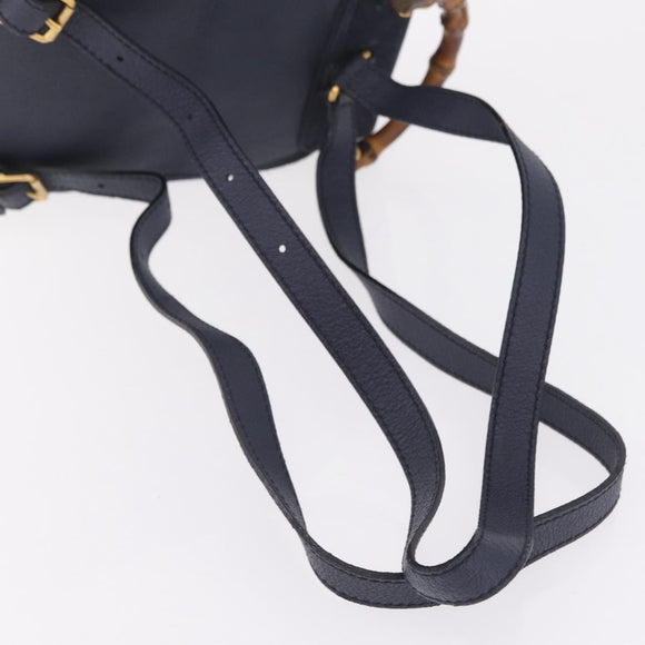 GUCCI Bamboo Backpack Suede Navy Gold 003 1998 0030 Auth 206490