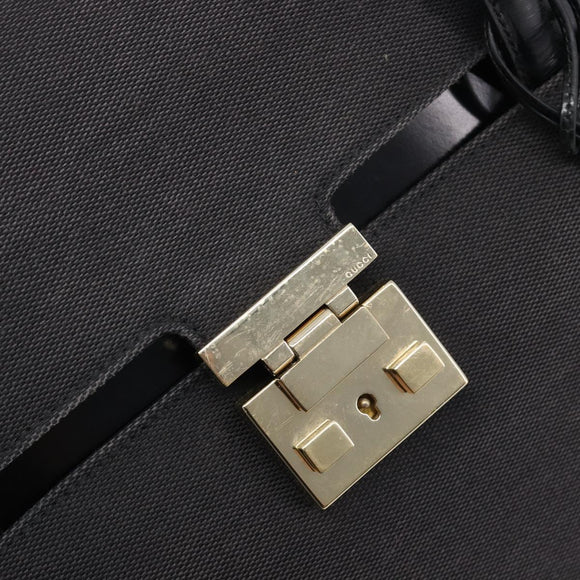 GUCCI Hand Bag Canvas Black Gold 001 4218 Auth 206491
