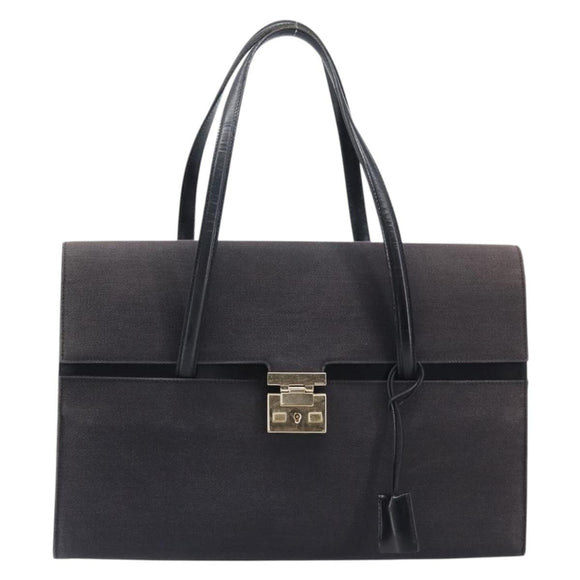 GUCCI Hand Bag Canvas Black Gold 001 4218 Auth 206491