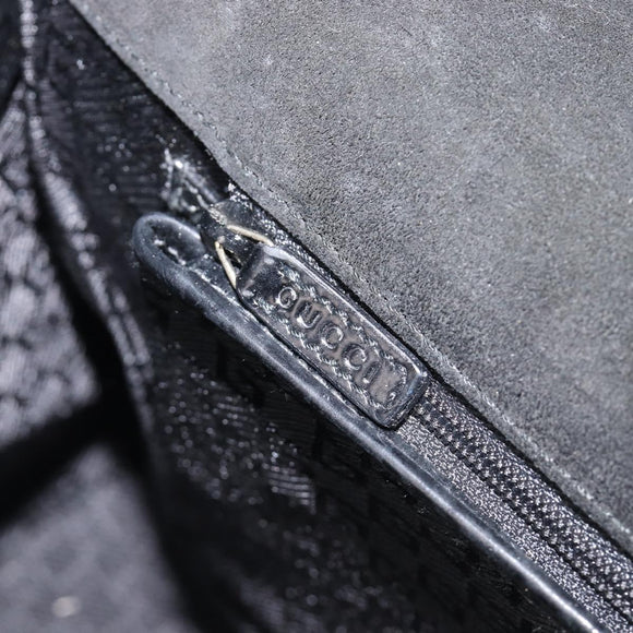 GUCCI Hand Bag Canvas Black Gold 001 4218 Auth 206491