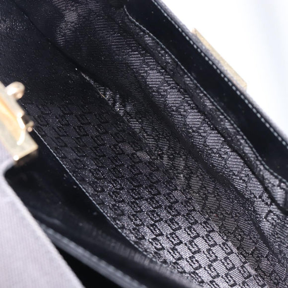 GUCCI Hand Bag Canvas Black Gold 001 4218 Auth 206491