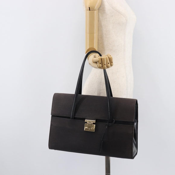 GUCCI Hand Bag Canvas Black Gold 001 4218 Auth 206491