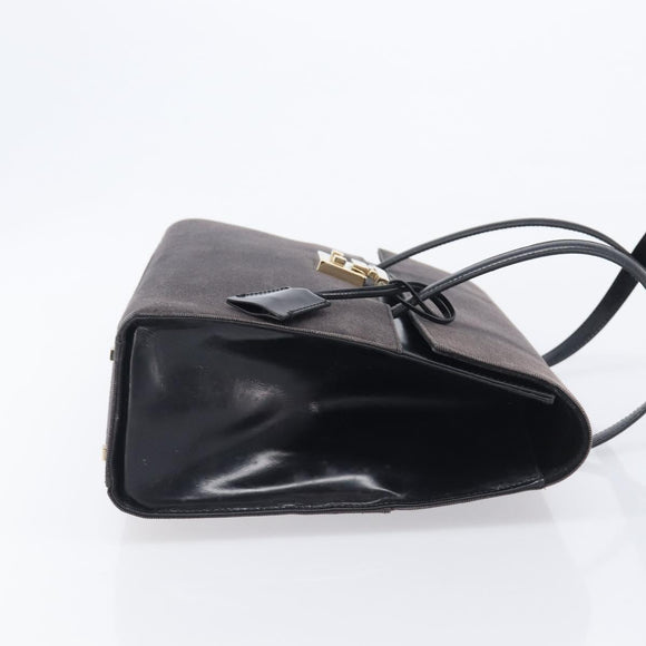 GUCCI Hand Bag Canvas Black Gold 001 4218 Auth 206491