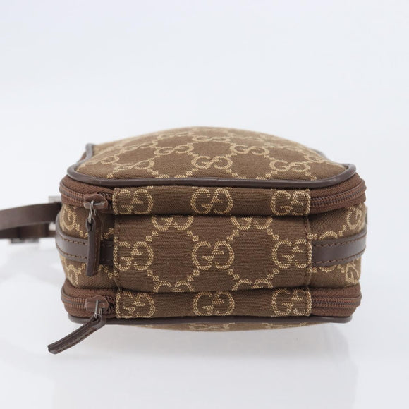 GUCCI GG Canvas Pouch Brown Silver Auth 206495