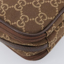 GUCCI GG Canvas Pouch Brown Silver Auth 206495-14