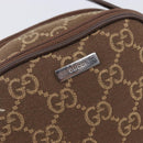 GUCCI GG Canvas Pouch Brown Silver Auth 206495-15