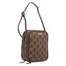 GUCCI GG Canvas Pouch Brown Silver Auth 206495-1