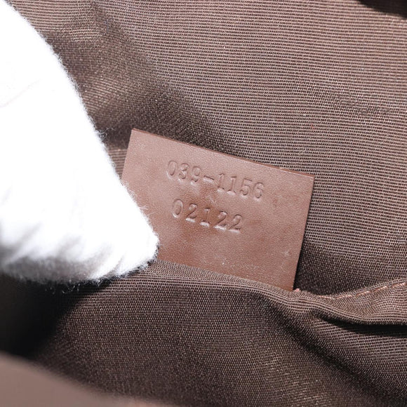 GUCCI GG Canvas Pouch Brown Silver Auth 206495