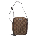 GUCCI GG Canvas Pouch Brown Silver Auth 206495-2