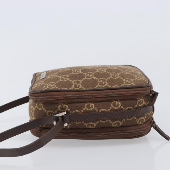 GUCCI GG Canvas Pouch Brown Silver Auth 206495