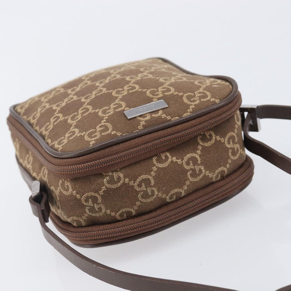 GUCCI GG Canvas Pouch Brown Silver Auth 206495
