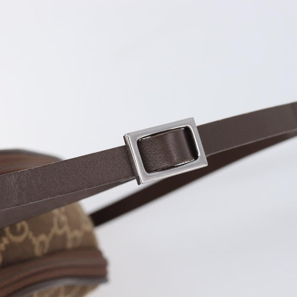 GUCCI GG Canvas Pouch Brown Silver Auth 206495