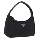 PRADA Hand Pouch Nylon Black Silver Auth 206497A-1