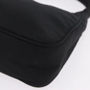PRADA Hand Pouch Nylon Black Silver Auth 206497A-11
