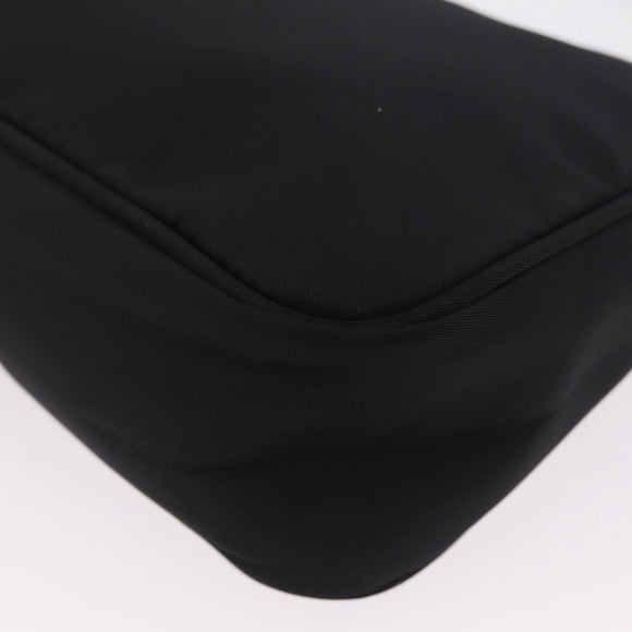PRADA Hand Pouch Nylon Black Silver Auth 206497A