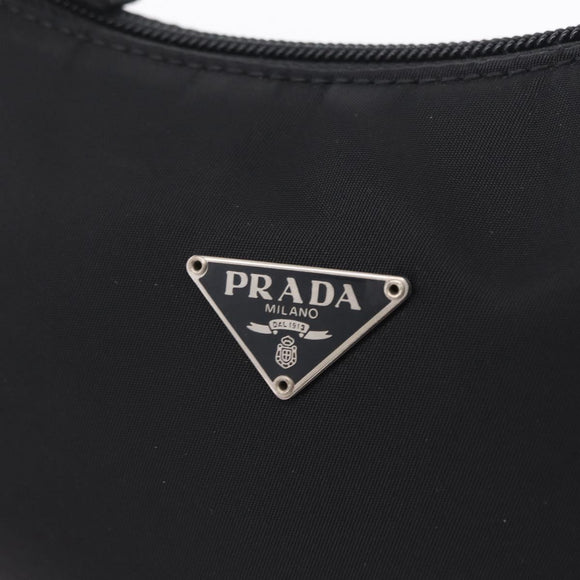 PRADA Hand Pouch Nylon Black Silver Auth 206497A