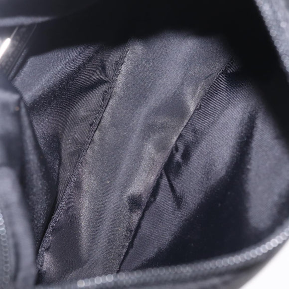 PRADA Hand Pouch Nylon Black Silver Auth 206497A