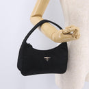 PRADA Hand Pouch Nylon Black Silver Auth 206497A-21
