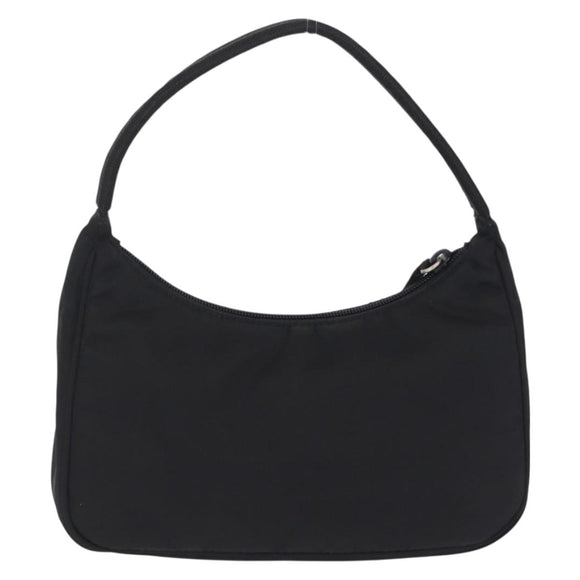PRADA Hand Pouch Nylon Black Silver Auth 206497A