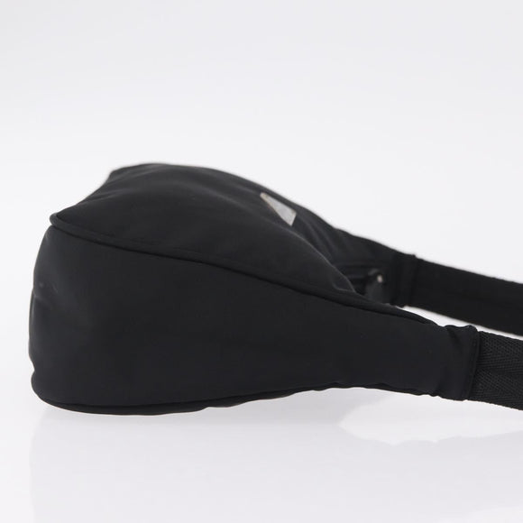 PRADA Hand Pouch Nylon Black Silver Auth 206497A