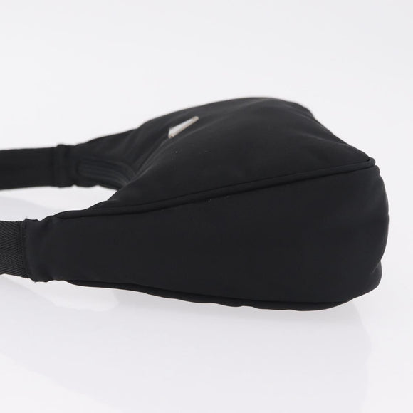 PRADA Hand Pouch Nylon Black Silver Auth 206497A