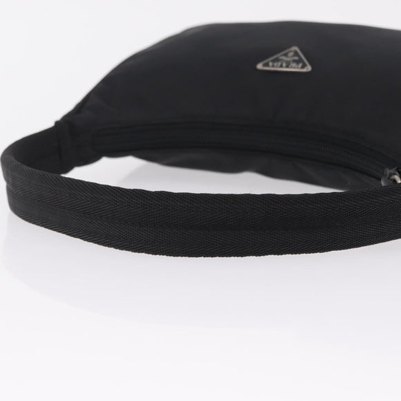 PRADA Hand Pouch Nylon Black Silver Auth 206497A