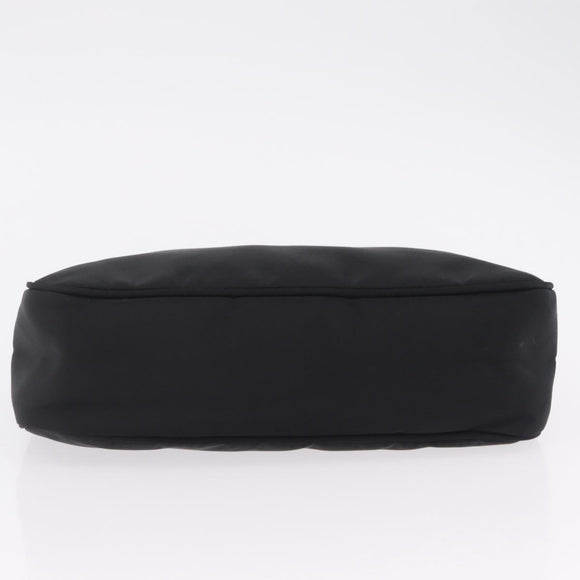 PRADA Hand Pouch Nylon Black Silver Auth 206497A