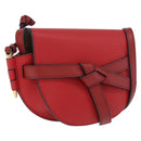 LOEWE Mini Gate Bag Shoulder Bag Leather Red Gold Auth 206501A-1