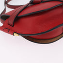 LOEWE Mini Gate Bag Shoulder Bag Leather Red Gold Auth 206501A-10