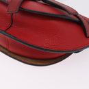 LOEWE Mini Gate Bag Shoulder Bag Leather Red Gold Auth 206501A-11