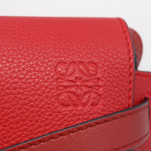 LOEWE Mini Gate Bag Shoulder Bag Leather Red Gold Auth 206501A