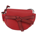 LOEWE Mini Gate Bag Shoulder Bag Leather Red Gold Auth 206501A-2