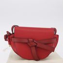 LOEWE Mini Gate Bag Shoulder Bag Leather Red Gold Auth 206501A-25
