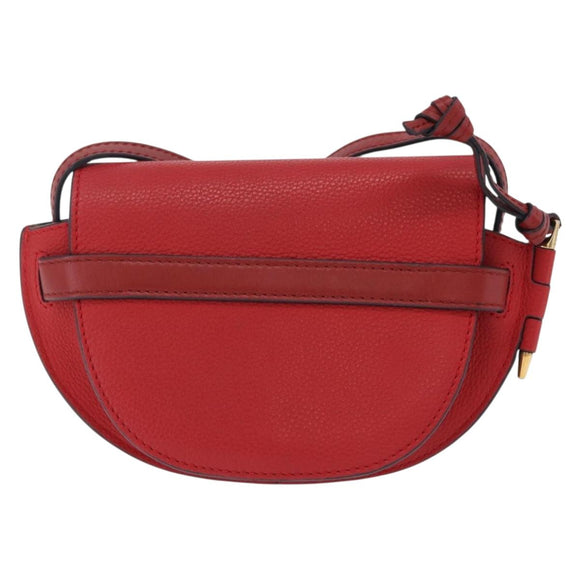 LOEWE Mini Gate Bag Shoulder Bag Leather Red Gold Auth 206501A