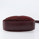CELINE Macadam Canvas Shoulder Bag Suede Bordeaux Gold Auth 206502-10