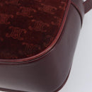 CELINE Macadam Canvas Shoulder Bag Suede Bordeaux Gold Auth 206502-11