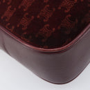 CELINE Macadam Canvas Shoulder Bag Suede Bordeaux Gold Auth 206502-12