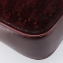 CELINE Macadam Canvas Shoulder Bag Suede Bordeaux Gold Auth 206502-14