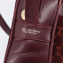 CELINE Macadam Canvas Shoulder Bag Suede Bordeaux Gold Auth 206502-16