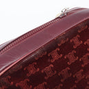 CELINE Macadam Canvas Shoulder Bag Suede Bordeaux Gold Auth 206502-18