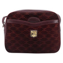 CELINE Macadam Canvas Shoulder Bag Suede Bordeaux Gold Auth 206502-2