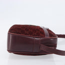 CELINE Macadam Canvas Shoulder Bag Suede Bordeaux Gold Auth 206502-4