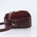 CELINE Macadam Canvas Shoulder Bag Suede Bordeaux Gold Auth 206502-5