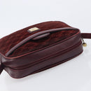 CELINE Macadam Canvas Shoulder Bag Suede Bordeaux Gold Auth 206502-6