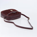 CELINE Macadam Canvas Shoulder Bag Suede Bordeaux Gold Auth 206502-7